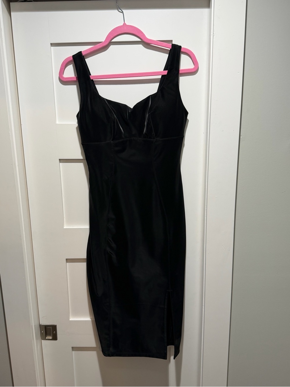 Popilush - Classic Black Midi Sheath Dress with Wide Straps Shape Wear